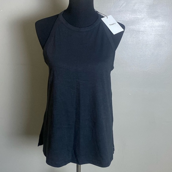 Theory Tops - Theory Kavasi Black Sea Slub Tank Top 100% Cotton Sz L NWT